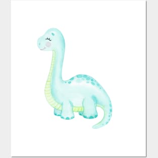 Cute blue dinosaur Posters and Art